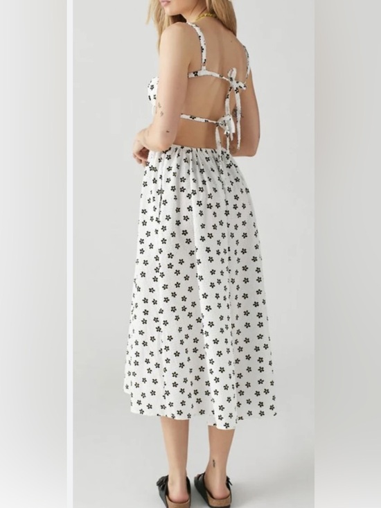 For Love And Lemons Dresses & Skirts - For Love And Lemons White Halter Maxi Dress with Black Floral Dots